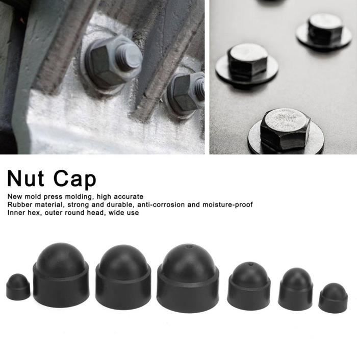 Lotto 2 Coprivite In PVC Nero, Per Dado M5 E Chiave 8mm, Tappi Esagonali