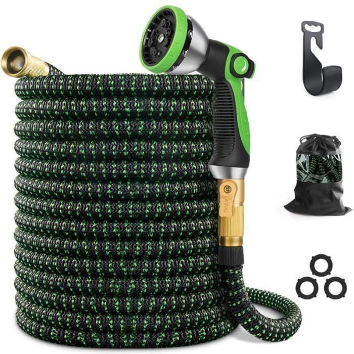 Tuyau D'Arrosage Extensible 30m - Flexible Magic Avec Pistolet 10 Fonctions Et Connecteurs Laiton