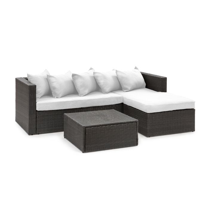 Blumfeldt Theia Lounge Salon de jardin canapé dangle pouf 5 coussins noir Blumfeldt Theia Lounge Salon de jardin canapé dangle pouf 5 coussins noir