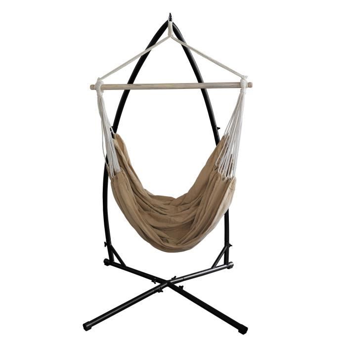 Siège Suspendu Hamac Avec Coussin Crème Casa.pro - Chaise Suspendue Jusqu'à 150kg Pour Intérieur Et Extérieur