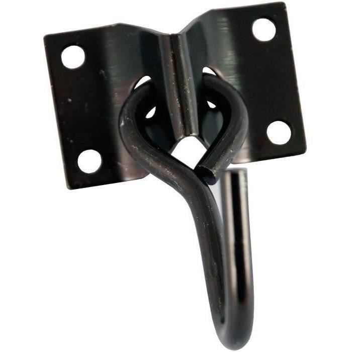 CHAPUIS Crochet mobile acier zingué noir Ø7 mm - Platine 70x45 mm UC1