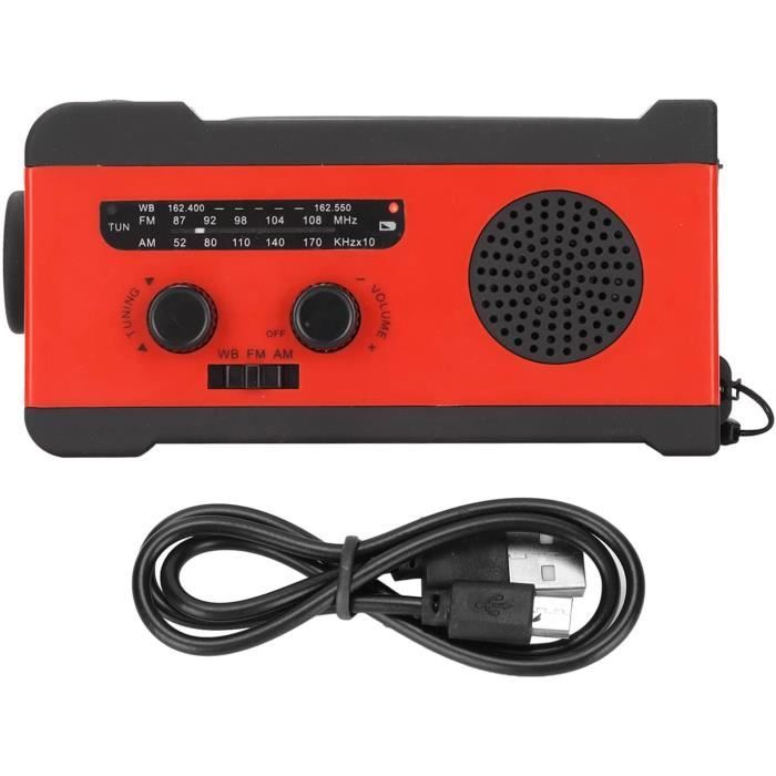 Radio D'urgence Solaire à Manivelle Avec Lampe LED Et Batterie 2000mAh - Neuve