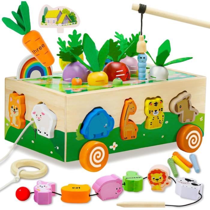 Zaxiva – Jeu De Pêche Montessori – 15 Poissons, Canne, Seaux, Requin – 1-3 Ans – Cadeau Fille Garçon