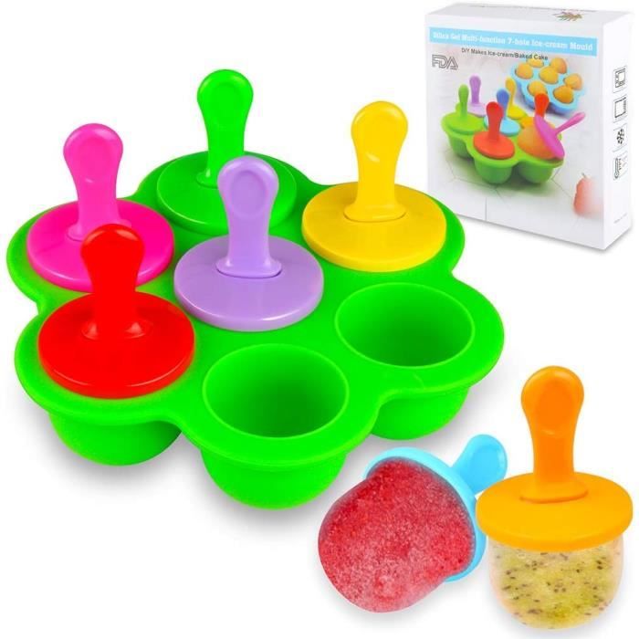 Moule à Glace En Silicone Avec 4 Bâtonnets HQRKOTM - Sans BPA, Réutilisable, Collecte Gouttes, Fait Maison