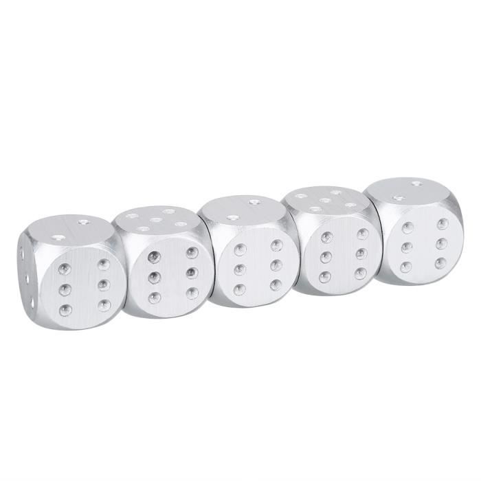 Lot De 5 Dés En Alliage D'aluminium - Dés Métal 16mm Avec Boîte - Jeux De Société, Poker, Soirées - 7