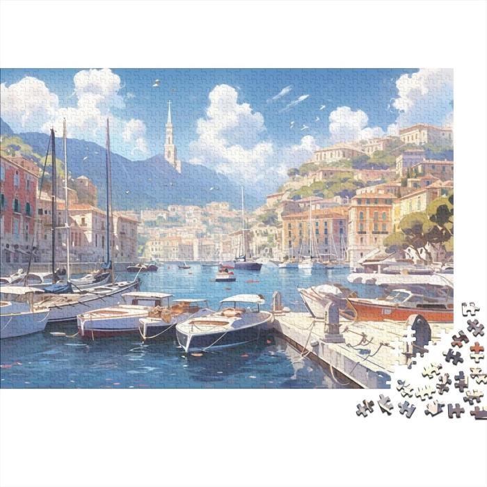 Beach Dinner Jigsaw Puzzle 1000 Pieces For Adults - Sailboat Sunset Scene, Premium Recycled Pieces, Family Activity
