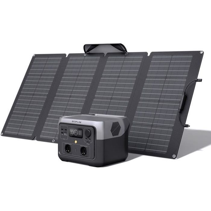 EF ECOFLOW Station électrique portable RIVER 2 MAX avec Panneau solaire portable de 160W，sortie 1000 W avec X-boost