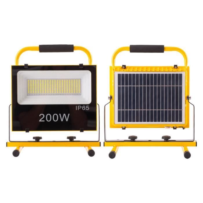 projecteur solaire à led 200w 6500k panneau : 6 v/12 w batterie : 7,2 v/18 000 mah télécommande [wr-kfl-e-200w] blanc froid