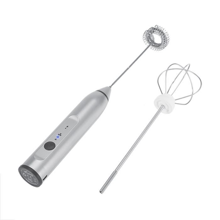 Mousseur & Batteur Électrique Rechargeable USB - 3 Vitesses - 2 Embouts Acier Inoxydable Civ