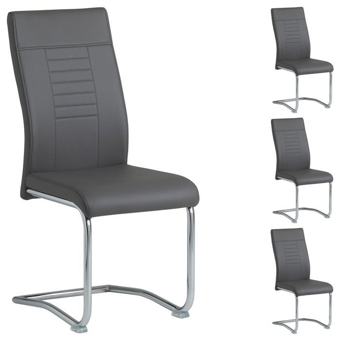 Lot de 4 chaises de salle à manger ou cuisine LOANO Chaise cantilever avec assise rembourrée et piètement en métal Gris foncé Lot de 4 chaises de salle à manger ou cuisine LOANO Chaise cantilever avec assise rembourrée et piètement en métal Gris foncé