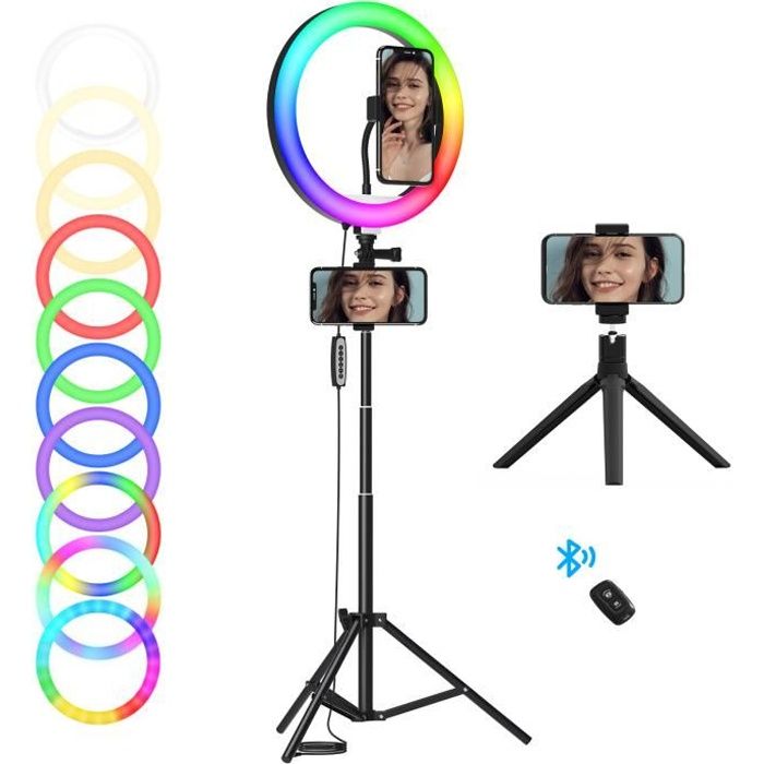 Everkeen 6LED Ring Light 360 Rotation Cercle USB lumière avec 3 Modes de lumière et 10 Niveaux de luminosité pour Le Maquillage vidéo Live Streaming Selfie Photographie Youtube 