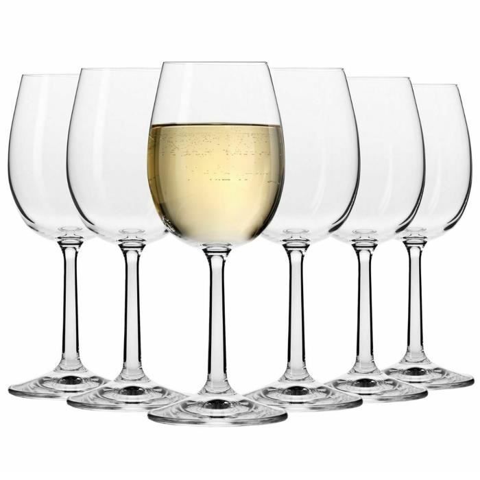 Glasmark Krosno Set De 6 Verres À Vin Blanc 300Ml - Verre À Pied Avec Jambe Noire Pour Vin Rouge