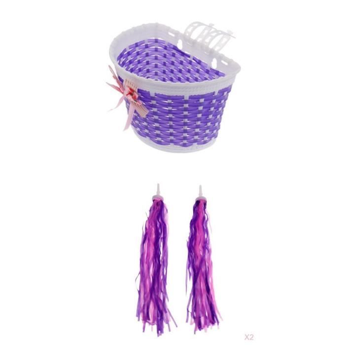 Panier pour Filles - MAGIDEAL - Panier de Vélo pour Enfants - Violet - Banderoles de Scooter