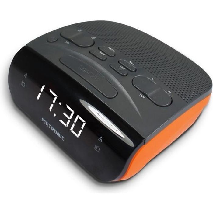 Radio-réveil METRONIC Duo Colors Double alarme - Orange - Fonction Sleep et Snooze
