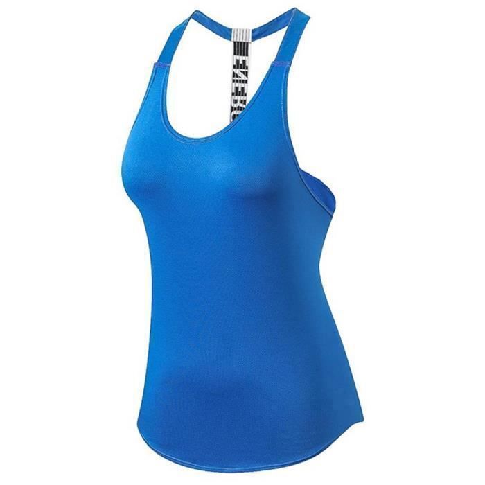 Débardeur de Sport Femme - INSFITY - Top Yoga Stretch Sans Manches - Séchage Rapide - Bleu
