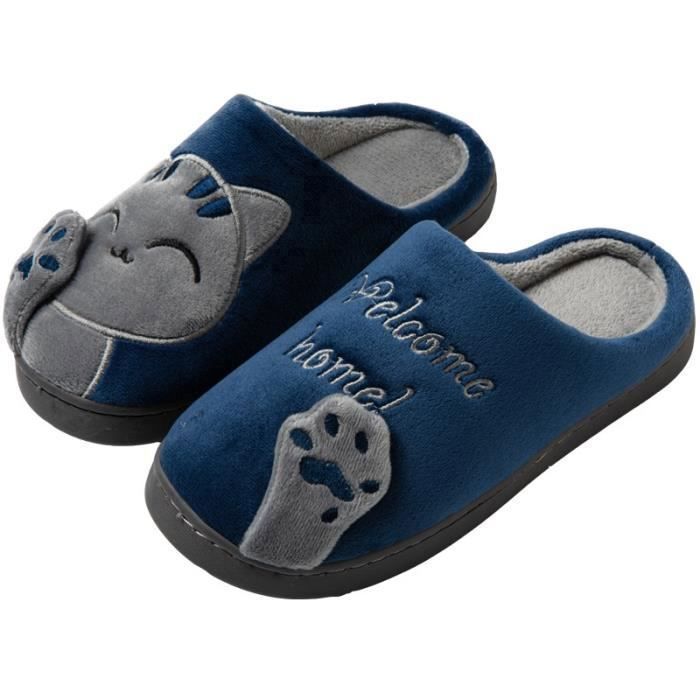 Pantoufles Femme Hiver Chaudes En Peluche - Chaussons Doux Et Confortables Pour Maison