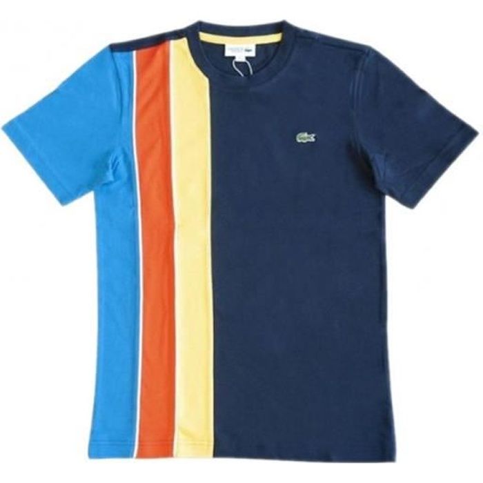 T shirt lacoste orange bleu blanc shop