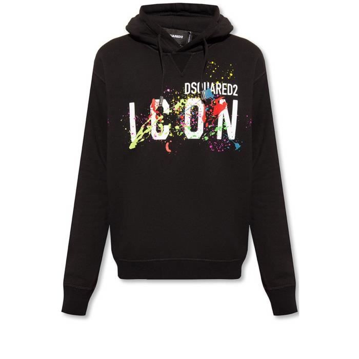 Sweat a capuche luxe iconique Dsquared2 Homme Noir Col capuche Noir Cdiscount Pret a Porter