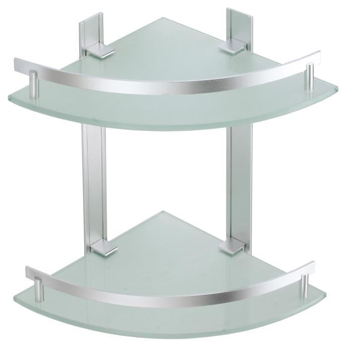 étagère d'angle double tabarca - msv - aluminium - gris - 25 cm - salle de bain - porte(s) - chrome