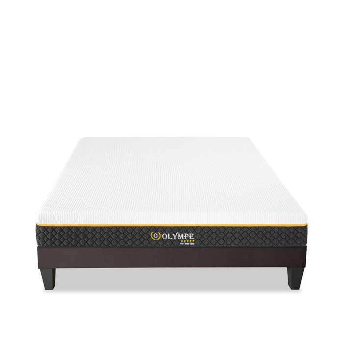 Ensemble Olympe 140x190 cm Matelas Mousse + Sommier Bois - Blanc