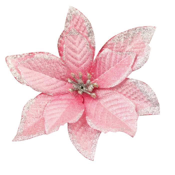 10pcs décoration de fleurs de Noël en plastique 13cm ornement de fleurs（rose）  - Cdiscount Maison