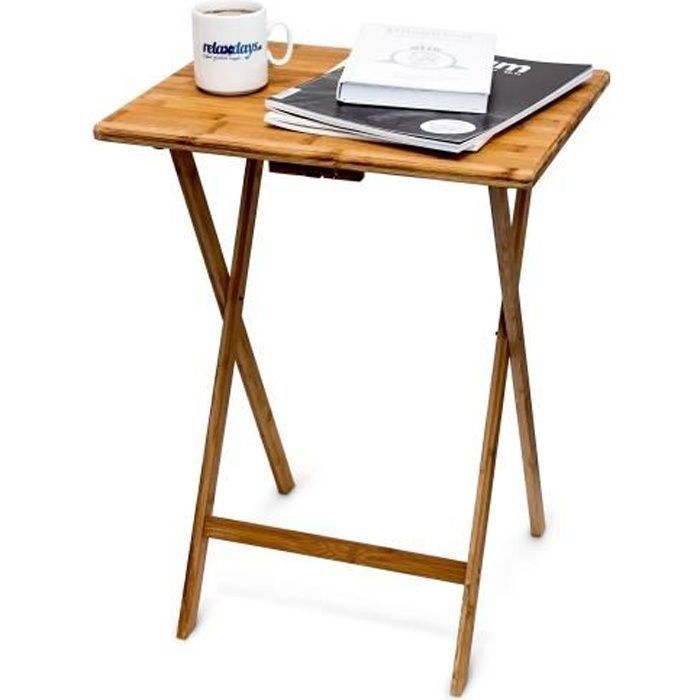 relaxdays table d'appoint pliante table console bambou hxlxp: 68 x 48 x 38,5 cm, nature