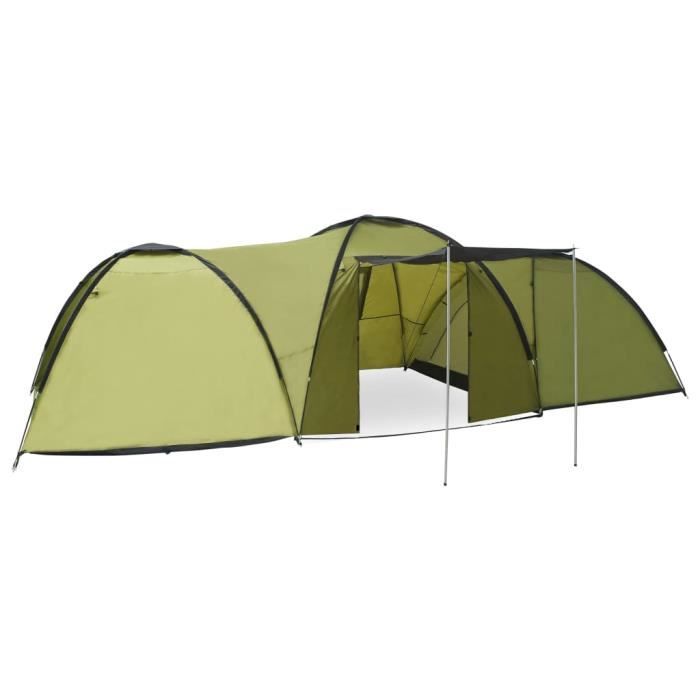 Tente igloo de camping 650x240x190 cm 8 personnes Vert - SALUTUYA - BD5556