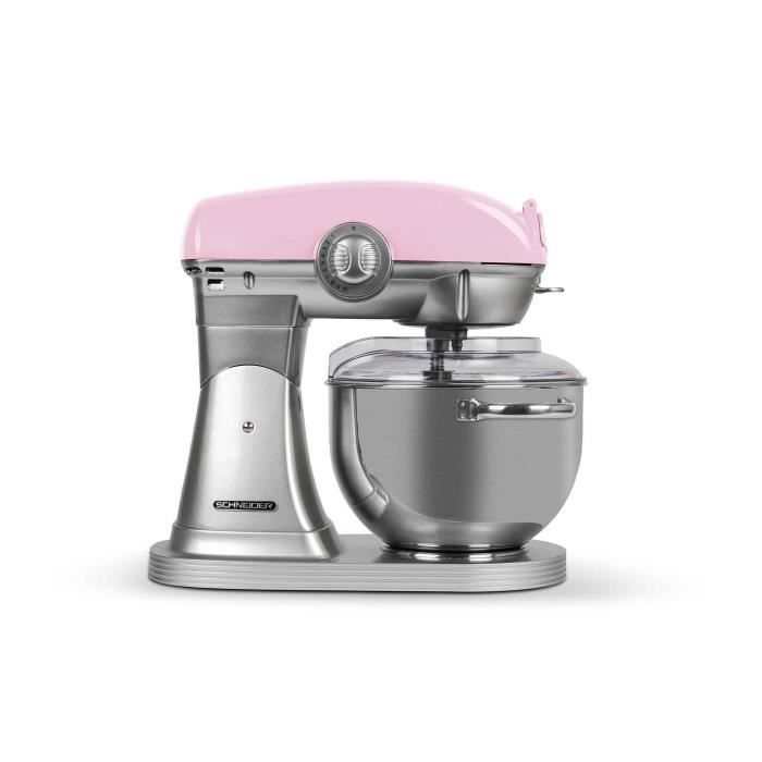 Schneider Scfp57pk Robot Patissier Vintage Bol Inox 5 7 Litres 10 Vitesses Puissance 1500 Watts Coloris Rose Achat Vente Robot De Cuisine Cdiscount