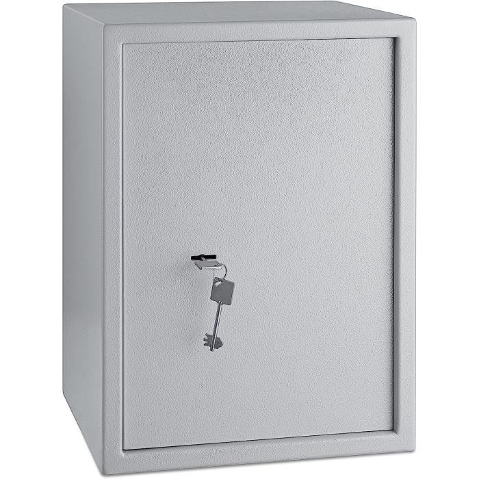 Coffre-Fort Mini QWORK - 23x17x17cm - Serrure à Clé Triple - Fente Pour Argent - À Fixer Au Mur
