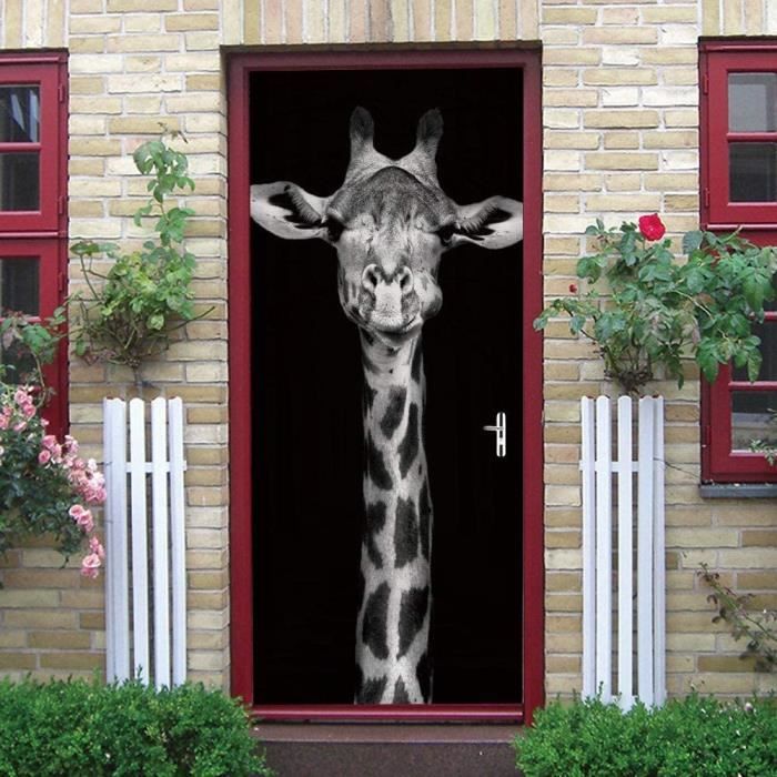 Stickers De Porte Trompe L'Oeil 3D Photo Fleur Rose Rouge Auto Adhésif Amovible Imperméable Pvc