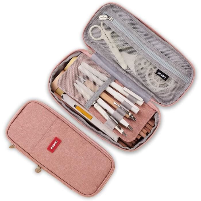 Trousse Crayon Ecole Trousse Scolaire Monochrome TAIHOBO - Velours Côtelé, 2 Compartiments, 21cm, Pour École Et Bureau Plumier Velours Côté