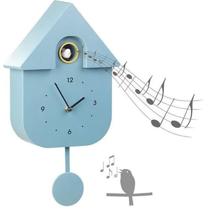 Moderne Minimaliste Horloge À Quartz Intérieur avec Fonction Carillon Horaire Et Swing Silencieux Numérique Horloge À Pendule pour Chambre Bureau Détude,A 2 Pièces ZMYLOVE Coucou Horloge Murale,