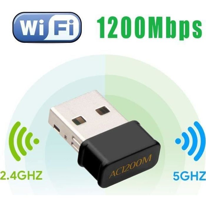 Maxesla Clé WiFi AC1300 Mbps - USB 3.0 Double Bande - Pour PC, Mac - Antennes 5dBi - Windows, MacOS
