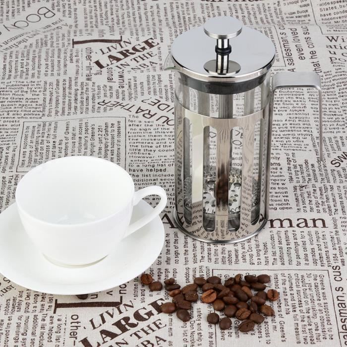 Cafetière à Piston Française 350 Ml - Acier Inox 304 Double Paroi, 3 Filtres, Isolation Thermique, Argentée