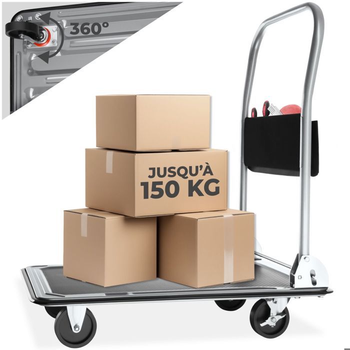 Chariot Transport Paddle Gonflable TecTake - Pliable, Aluminium, Max 45kg