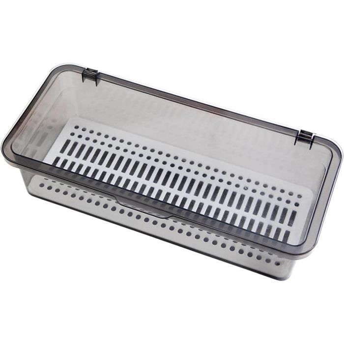 Lot De 2 Boîtes De Rangement Pour Couverts Avec égouttoir – Organisateur Ustensiles Cuisine 28x13x7 Cm – En PP Transparent - 11