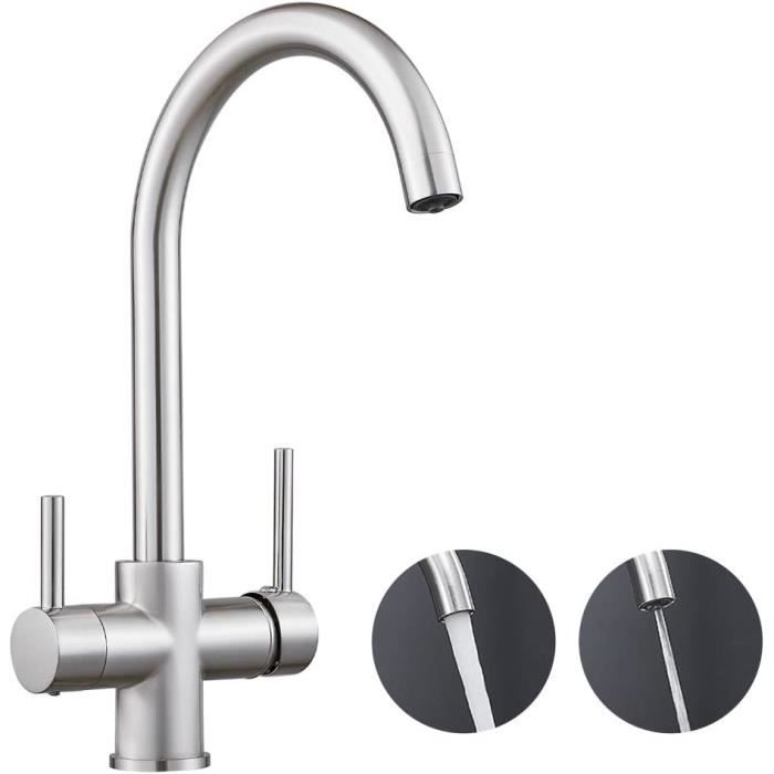 FHMING Robinet de cuisine extensible doré et noir avec douchette