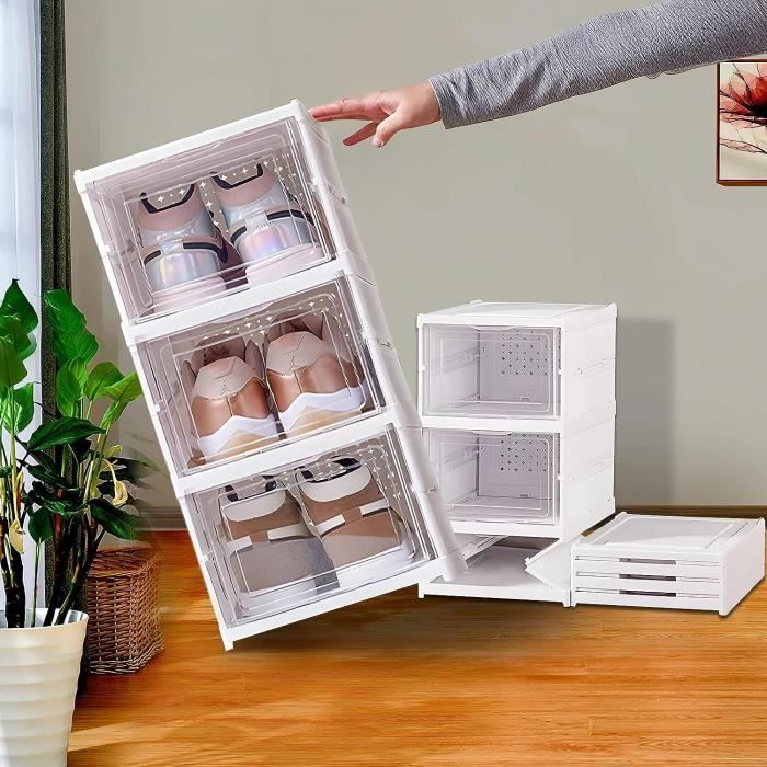 Boîtes à Chaussures Empilables VILLFUL - Lot De 7, Plastique Transparent, 27.5x18x9.5 Cm