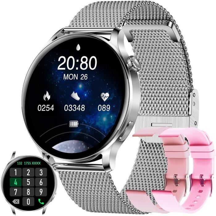 Montre Connectée AMOLED Appel Bluetooth Numérotation,1.96 Smartwatch GPS ECG