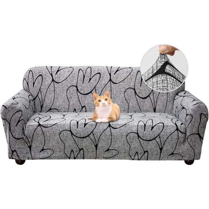 Housse De Canapé En Molleton Extensible Tricoté Avec Imprimé - Couverture De Canapé Universelle En L (3 Places+2Places)-rose - Maison