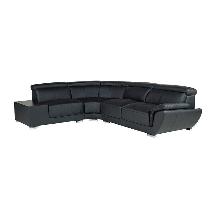 Canapé dangle en cuir NAHIA - Noir - A gauche - 5 places - Contemporain