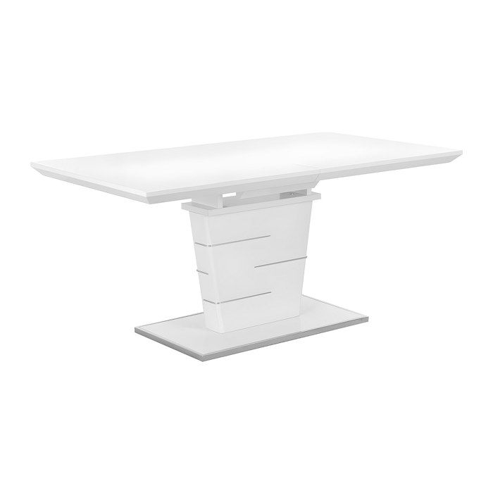 Table à manger extensible AMELLE - 6 à 8 personnes - MDF Laqué Blanc