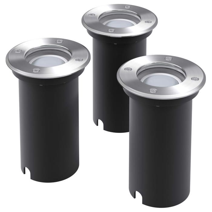 vidaXL 3x Lampes LED Encastrable au Sol d'Extérieur Rond Piscine Jardin Allée 42412
