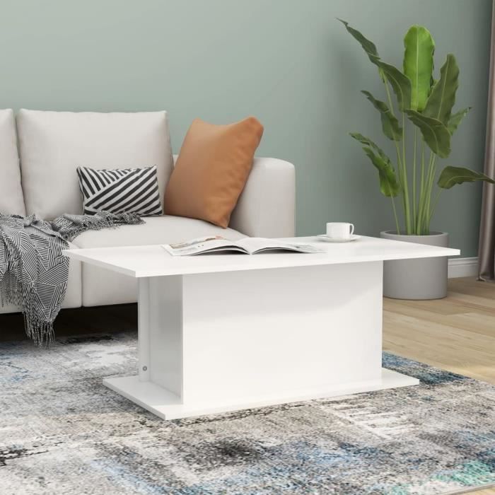 vidaXL Table basse Blanc 102x555x40 cm Aggloméré