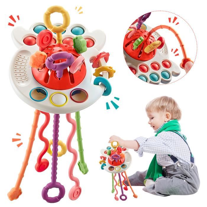 Jouet Montessori Bebe,Jouets de Voyage et de Dentition, Motricité Fine pour  Bébés,Cordon de Traction sensoriel en Silicone - Cdiscount Puériculture &  Eveil bébé