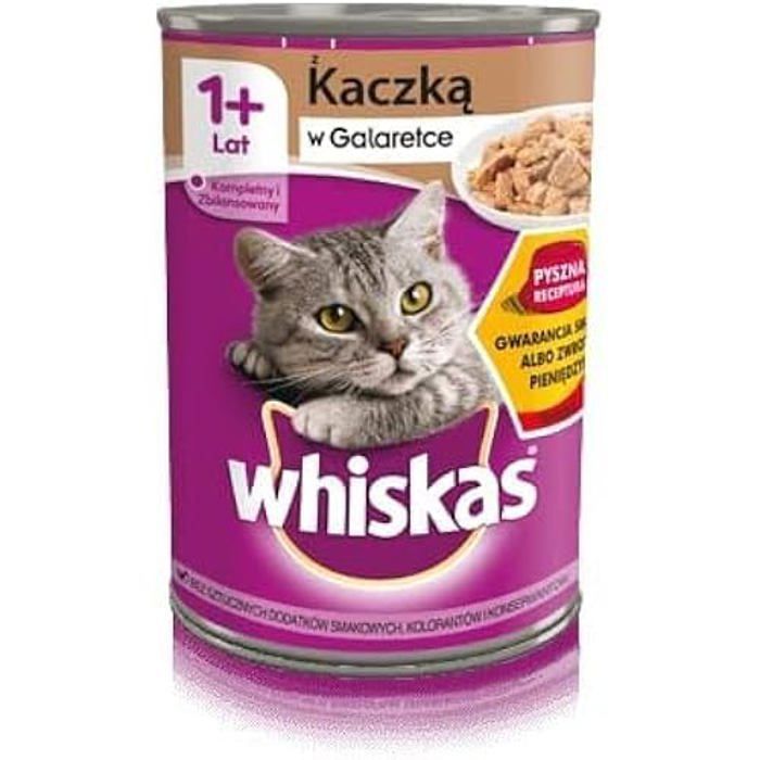 Meilleurs prix pour Nourriture humide pour chat avec gelée de canard - Whiskas Adult 1+ - 6 boîtes (6 x 400 g)