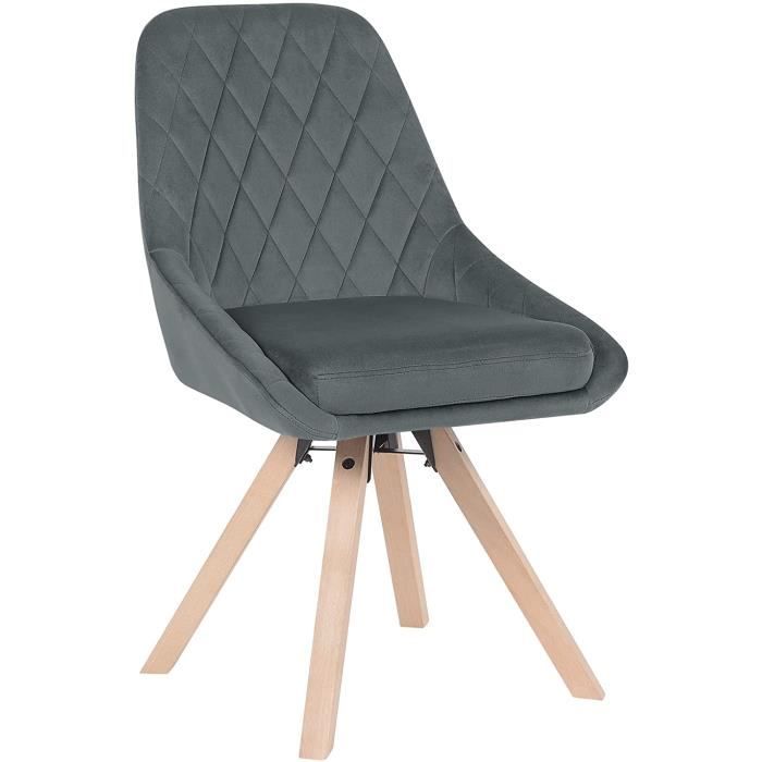 woltu chaise pivotante de salle à manger, chaise de cuisine en velours, pieds en bois massif, gris foncé bh359dgr-1
