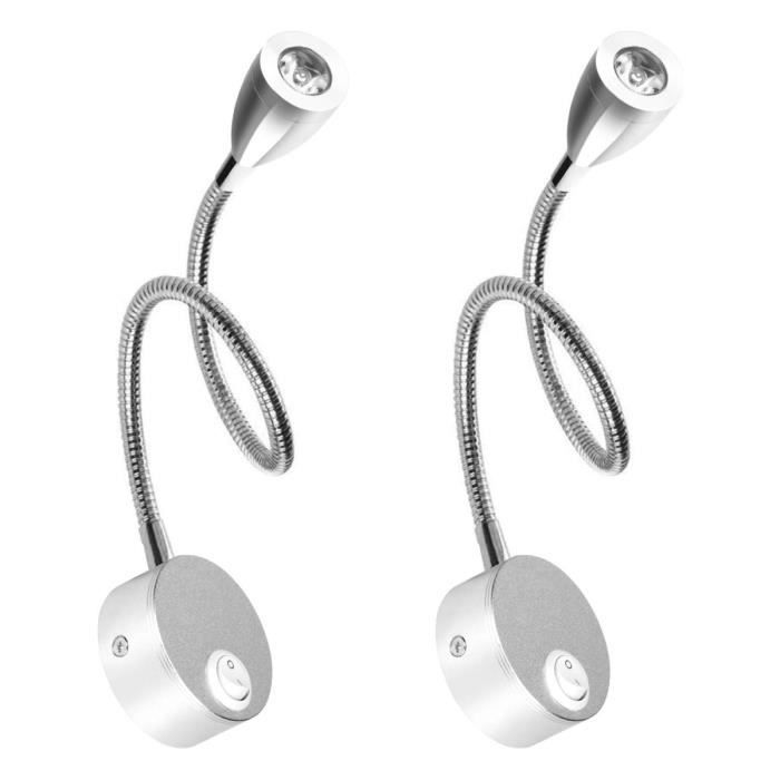 Lampe Chevet Murale 2 Lumières Applique Liseuse LED Col de Cygne Lumière 3W 3000K Blanc Chaud Lampe de Lecture