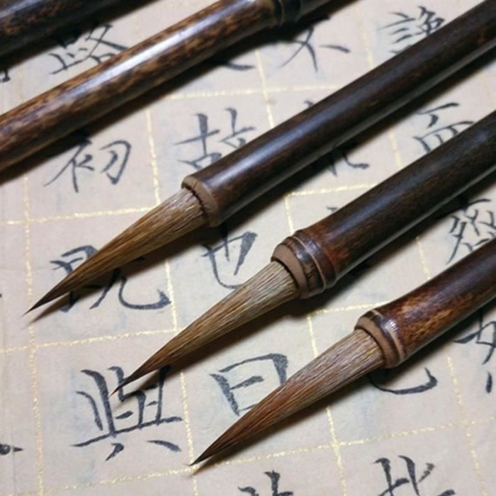 Set De 9 Pinceaux Calligraphie Chinoise – Poils De Loup/chèvre, Pour Aquarelle Et Sumi-e
