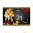 1 pc toile de fond ballons imprimés joyeux 21e anniversaire talons hauts Champagne verre Photo accessoire tissu   COUSSIN-1